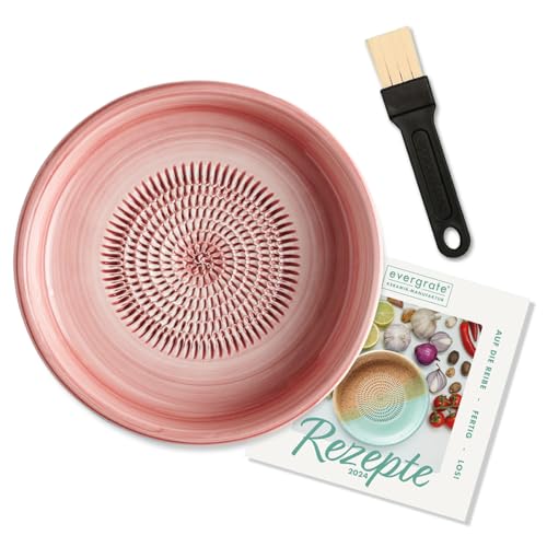 evergrate Keramikreibe Dipschale im Motiv Rosé mit Küchenpinsel und Rezeptheft von evergrate