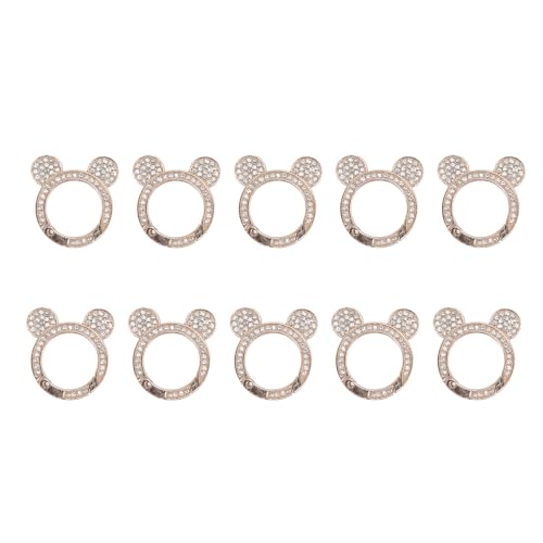 10 x Strass-Feder-O-Ringe, niedlicher Bärenkopf, Zinklegierung, runde Karabinerhaken für Schlüsselanhänger von evhooe