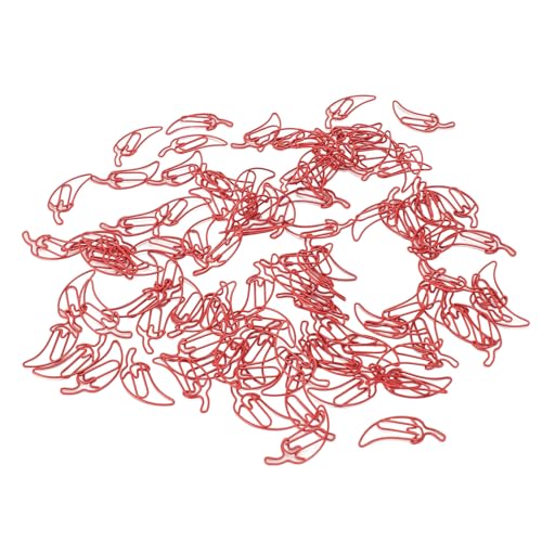100 Stück rote Paprika-Form, niedliche dekorative Büroklammern mit transparenter Box für Büro 100 Stück rote Paprika-Form, niedliche dekorative Büroklammern mit transparenter Box für Büro von evhooe