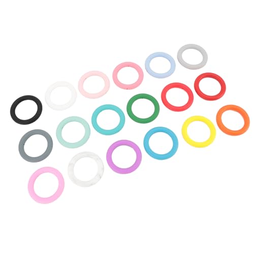 18 Stück Silikon-Perlenringe, bunt, 65 mm, runde Schlaufe, mit 2 Löchern für Schlüsselanhänger, Schmuckherstellung, Handwerk von evhooe