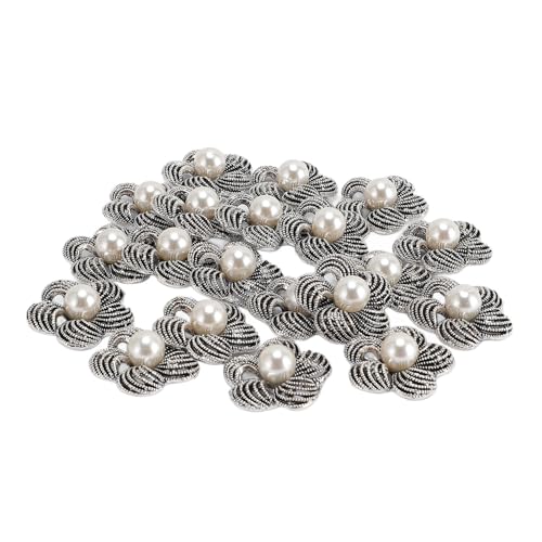 20 Stück Perlen-Blumenknöpfe aus Zinklegierung, exquisite dekorative Knöpfe für Kleidung, Schuhe, Handwerk, Schmuckherstellung von evhooe