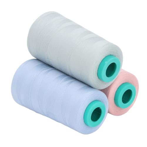 3 x Nähgarn, Polyesterfaden, 3 Farben, 3000 Meter, Spulen-Nähgarn-Set, Nähmaschine, Handstich-Stickerei 3 x Nähgarn, Polyesterfaden, 3 Farben, 3000 Meter, Spulen-Nähgarn-Set, Nähmaschine, Handstich-Stickerei von evhooe