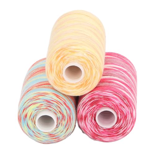 3 x Nähgarn, Polyesterfaden, 3 Farben, 914 m, Spulen-Nähgarn-Set, Nähmaschine, Handstich-Stickerei 3 x Nähgarn, Polyesterfaden, 3 Farben, 914 m, Spulen-Nähgarn-Set, Nähmaschine, Handstich-Stickerei von evhooe