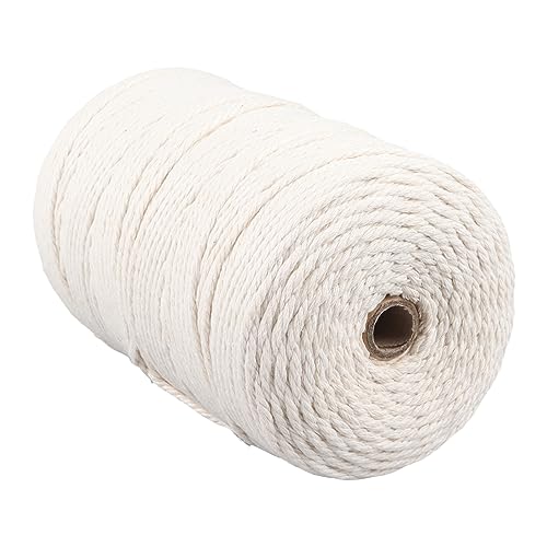 Baumwollgarn, 3 mm, 270 Meter lang, weiß, weiches Häkelgarn, Stricken, Basteln, DIY-Dekoration Baumwollgarn, 3 mm, 270 Meter lang, weiß, weiches Häkelgarn, Stricken, Basteln, DIY-Dekoration von evhooe
