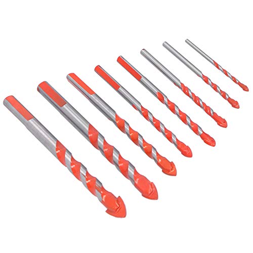 Bohrset mit Fliesen, Mehrzweck-Bits, Zubehör für Keramikfliesen, Beton, Glas, Perforation (8 Stück) von evhooe