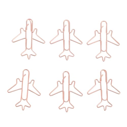 Büroklammern in Flugzeugform, rotgold, rostfrei, Flugzeugform, Lesezeichen, Büroklammern für Schule, 80 Stück von evhooe