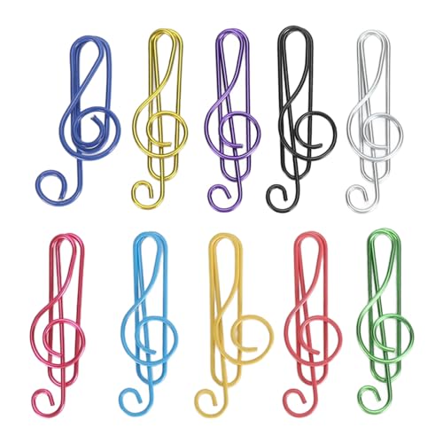 Büroklammern in Form von Musiknoten, 10 Farben, aus Metall, Büroklammern für Schreibtisch, Lesezeichen, Büro, Schule, 100 Stück Büroklammern in Form von Musiknoten, 10 Farben, aus Metall, Büroklammern für Schreibtisch, Lesezeichen, Büro, Schule, 100 Stück von evhooe