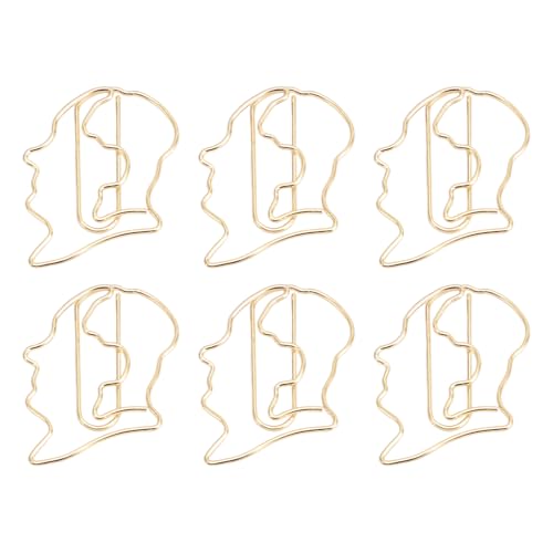 Büroklammern in Kopfform aus Metall, Eisendraht, einzigartiges Lesezeichen, Schule, Bürobedarf, Gold, 100 Stück Büroklammern in Kopfform aus Metall, Eisendraht, einzigartiges Lesezeichen, Schule, Bürobedarf, Gold, 100 Stück von evhooe