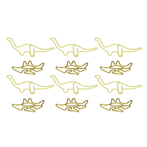 Dinosaurier-Büroklammer, 100 Büroklammern, Lesezeichen, Pterodaktyl, Gelb, Dinosaurier-Form, tragbare Metall-Büroklammer mit Aufbewahrungsbox für Schule, Bürozubehör von evhooe