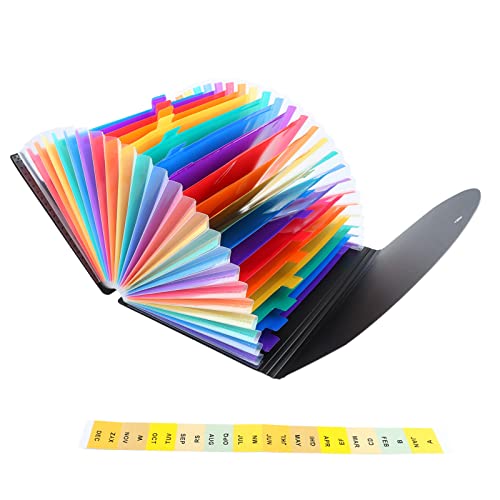 Fächermappe, 24 Fächer, A4-Größe, farbiges Etikett, Schnellzugriff, Akkordeon-Dokumententasche, Dokument für Büro Fächermappe, 24 Fächer, A4-Größe, farbiges Etikett, Schnellzugriff, Akkordeon-Dokumententasche, Dokument für Büro von evhooe