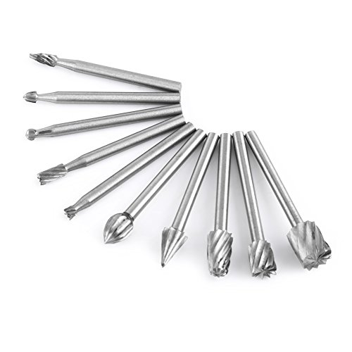 HSS High 10-teiliges Hochgeschwindigkeitsstahl-Frässtahl-Werkzeug-Set mit 1/8-Zoll-Schaft von evhooe