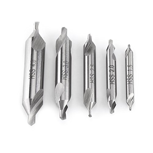Hochgeschwindigkeitsstahl-Zentrierbohrer-Set, 60-Grad-Winkel, 1,5/2/2,5/3/4 mm, 5 Stück Hochgeschwindigkeitsstahl-Zentrierbohrer-Set, 60-Grad-Winkel, 1,5/2/2,5/3/4 mm, 5 Stück von evhooe