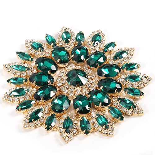 Kristall-Glas-Strass-Dekoration, DIY, Kleidung, Schuhbeutel, Damen-Accessoires, 11 cm (grün-goldener Hintergrund) von evhooe