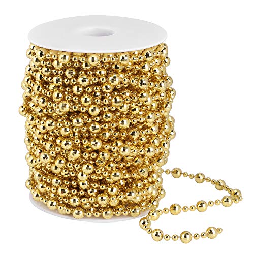 Kunstperlen-Girlanden zum Basteln, künstliche Perlenschnur für Weihnachtsbaum, Hochzeit, Vorhang, DIY-Dekoration (Gold) von evhooe