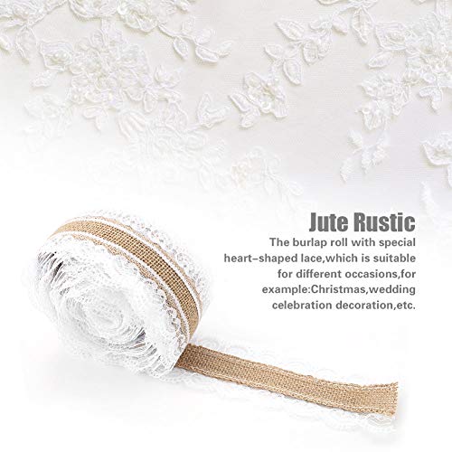 Natura10 M Juterolle mit herzförmiger Spitze, Jute-Spitzenband, herzförmige Spitze, 13 x 13 x 6 cm, 10 m Juterolle mit herzförmiger Spitze, 6 cm breit, Sackleinen f von evhooe
