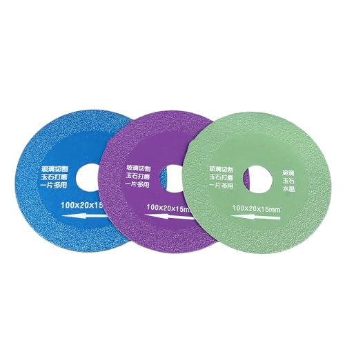 Set mit 3 Glas-Trennscheiben, grün, blau, superdünn, Fliesenschneideklingen für Keramik von evhooe