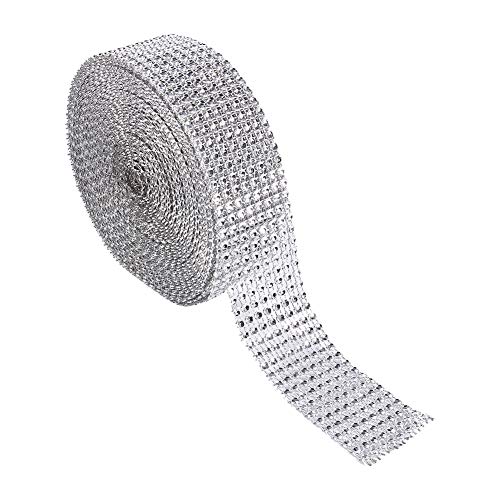 Strassband, 8 Reihen Netz-Wickelrolle, Kristallband, Strassband, funkelnd, 9,1 m, Schwarz (Silber) von evhooe