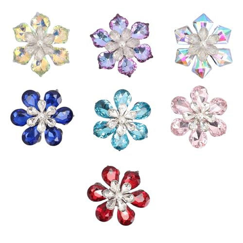 Strasssteine in Blumenform, flache Rückseite, bunte Verzierungen für Bastelarbeiten, Kleidung, Hochzeitsdekoration, 7 Stück von evhooe