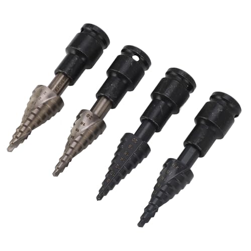 Stufenbohrer-Set 4-teilig mit geraden und spiralförmigen Rillen aus hochfestem Stahl für Elektroschrauber Handbohrmaschinen Stufenbohrer-Set 4-teilig mit geraden und spiralförmigen Rillen aus hochfestem Stahl für Elektroschrauber Handbohrmaschinen von evhooe
