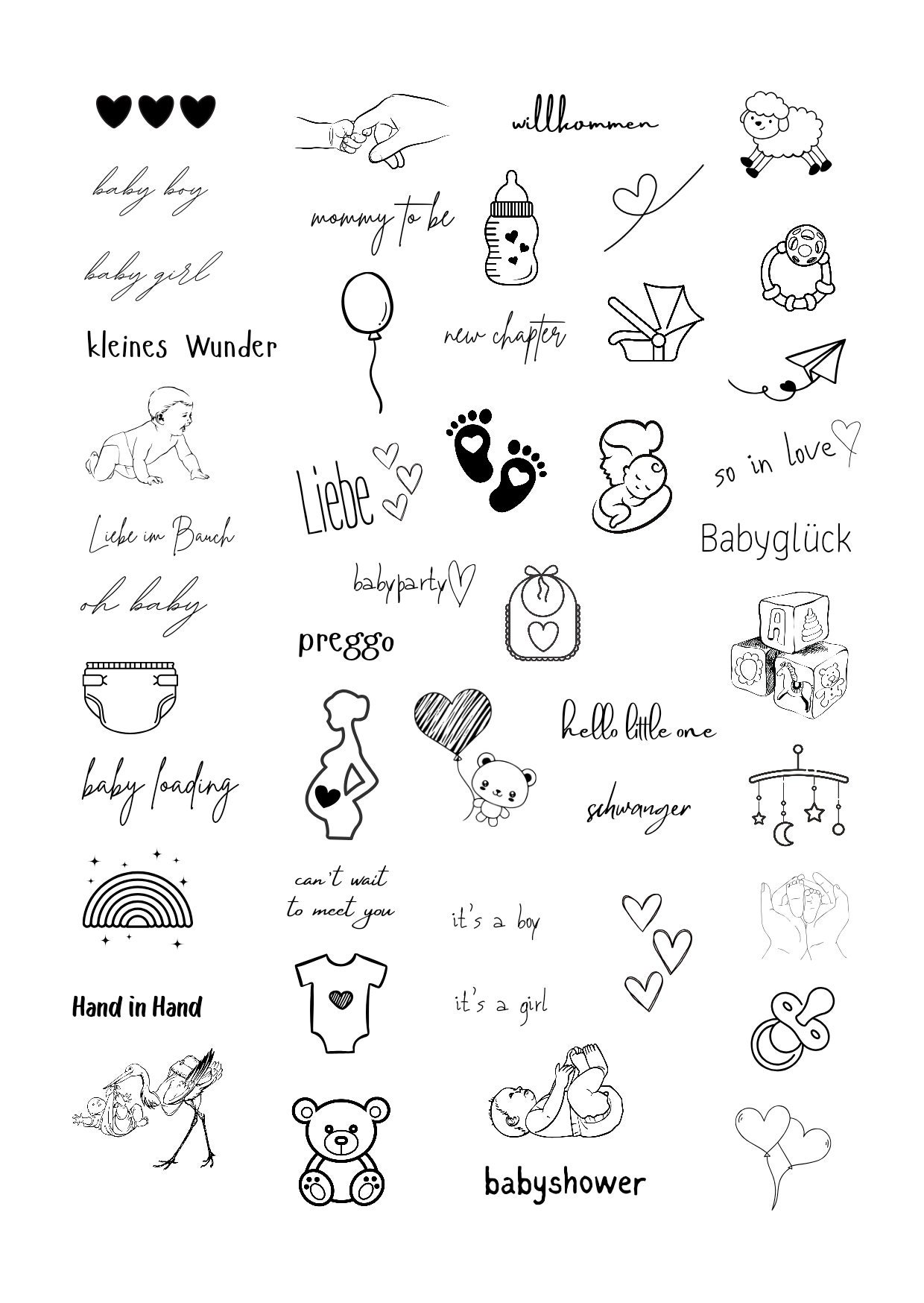 Klebetattoos Temporäre Tattoos Babyshower Babyparty Klebetattoos Temporäre Tattoos Babyshower Babyparty von evveprints