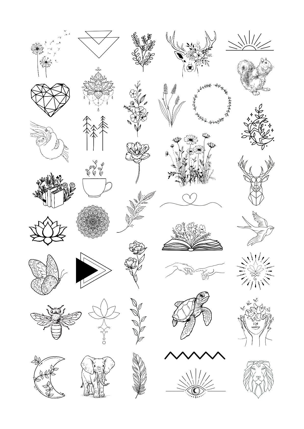 Klebetattoos Temporäre Tattoos Fineline Verschiedene Motive Klebetattoos Temporäre Tattoos Fineline Verschiedene Motive von evveprints