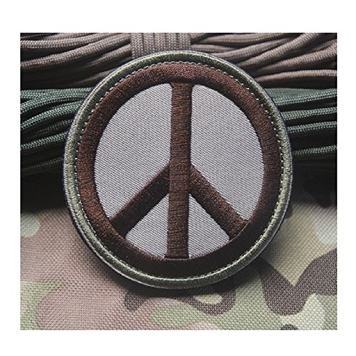3D-Stickerei-Patches, Schlaufen und Haken, Friedenszeichen, Antikriegs-Logo, bestickte Flicken für Armband, Abzeichen (braun) von ewkft