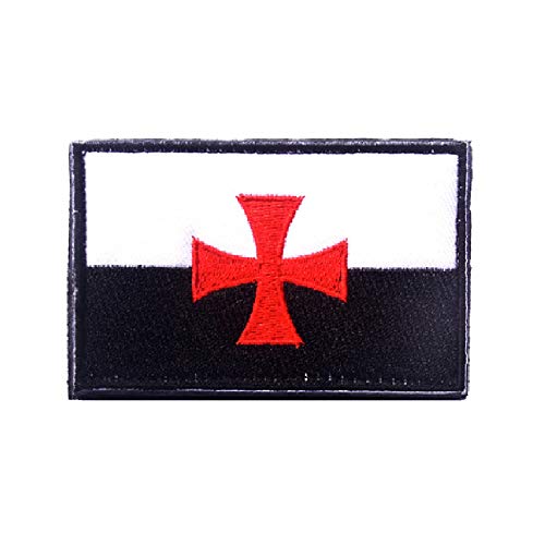 ewkft Schwarz und Weiß Rot Tempelritter Kreuz Kreuzritter Taktische Morale Stickerei Haken & Schleife Patches (weiß) von ewkft