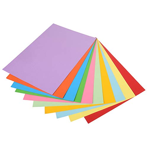 ewtshop® Tonpapier-Set DIN A4, 100 Blatt, 120 g/m², 10 Farben, farbig sortiert, Bastelpapier von ewtshop