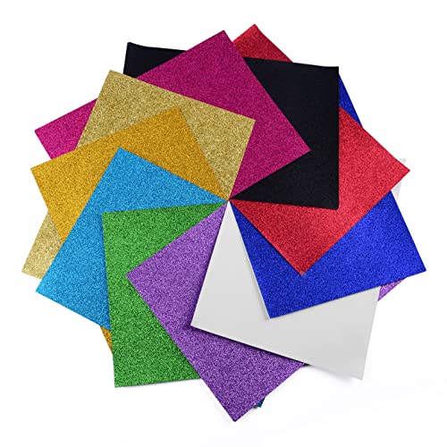 ewtshop® 10 Blatt Glitzer Papier glänzend, 10, Glitter Tonpapier Glitzer Papier Glitterkarton Patchwork für Scrapbooking und mehr von ewtshop