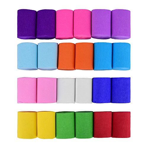 ewtshop® 24 Krepp-Bänder, 12 verschiedene Farben, jeweils 10 Meter x 5 cm, Krepppapier für Deko Party Feier Dekoration, von ewtshop von ewtshop