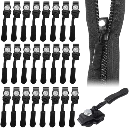 Reißverschluss Reparatur Set, 24 Stück Eißverschluss Schieber Ersatz, Zipper, 3 Größen abnehmbarer Reißverschlussschieber, für Geldbörse, Gepäck, Rucksäcke, Jacken (Schwarz) von exatta