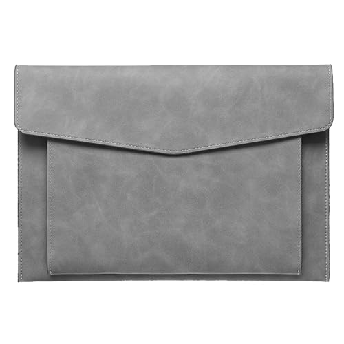 Eyintlofc PU Leder A4 Aktenordner Dokumentenhalter mit 2 Fächern Umschlag Ordner Etui mit Schnappverschluss für Quittung Vertrag (Grau) von eyintlofc