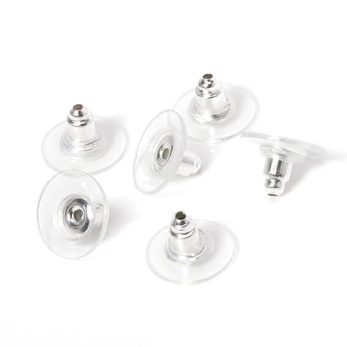fKiZanthene 100 Stück transparente Ohrring-Verschlüsse, rutschfeste Sicherheitsohrringe für Rücken, Creolen, Ohrstecker, DIY-Schmuck-Ersatzteile für Frauen, sichere Stopper für Ohrringe von fKiZanthene