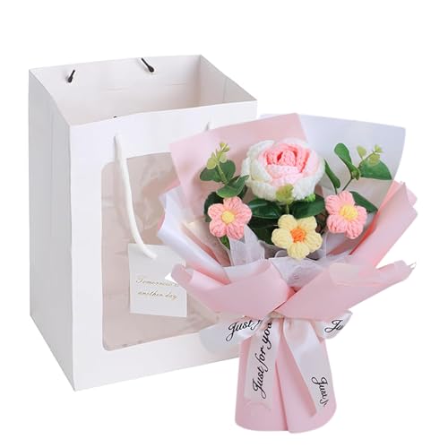 fKiZanthene Häkelblumen, handgefertigter gestrickter Blumenstrauß, künstliche Blumenarrangements für Heimdekoration, Gedenkstätten, Geschenke für Frauen, Badezimmer-Dekoration von fKiZanthene