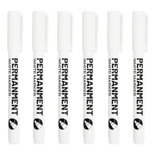 fKiZanthene Weißer Marker, 6 Stück, Permanentmarker, schnell trocknend, wasserfest, Marker für Stoff, Küche und Garten ​ von fKiZanthene