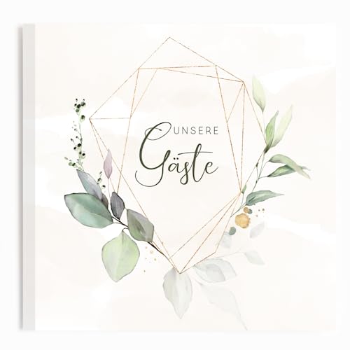 Hochzeitsbuch Gästebuch 60 Seiten blanko Naturpapier Geschenk Hochzeitsgästebuch grün gold von fabelie Design