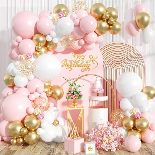 Ballonbogen-Set in Rosa und Weiß, 105 Stück, rosa und goldfarben, Ballon-Girlande mit pastalfarbenen Rot-Weißgold-Konfetti-Ballons für Mädchen, Geburtstag, Babyparty, Hochzeit, Brautparty Ballonbogen-Set in Rosa und Weiß, 105 Stück, rosa und goldfarben, Ballon-Girlande mit pastalfarbenen Rot-Weißgold-Konfetti-Ballons für Mädchen, Geburtstag, Babyparty, Hochzeit, Brautparty von fairymaiden