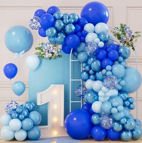 Luftballon Girlande Blau - 111 Stück Luftballons Geburtstagsdeko mit Luftballons Blau Konfetti Blau Ballon, Ballonbogen für Geburtstag Deko, Party Deko, Hochzeit, Baby Shower, Babyparty, Heiratsantrag von fairymaiden