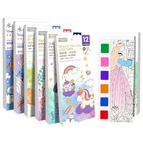 fairytell Aquarell-Malbücher Set, 8 Stück, Tragbares Reise-Malset mit Farbpaletten und Pinseln, Sauberes Malen für Kinder 2-9 Jahre, 96 Muster fairytell Aquarell-Malbücher Set, 8 Stück, Tragbares Reise-Malset mit Farbpaletten und Pinseln, Sauberes Malen für Kinder 2-9 Jahre, 96 Muster von fairytell