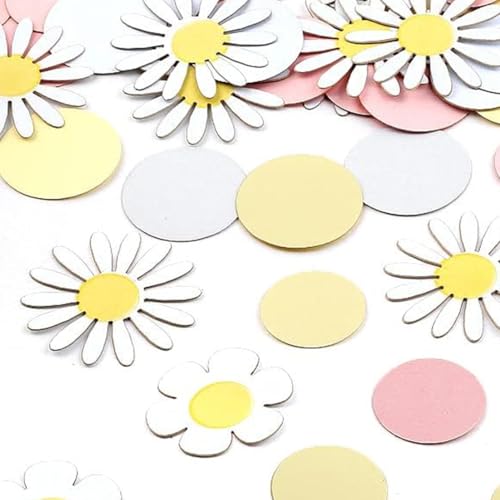 fairytell Daisy Konfetti Deko Set, 100 Stück, Pastellfarben, für Tisch & Partydekoration, Gänseblümchen Design für Hochzeit, Geburtstag, Baby Shower von fairytell