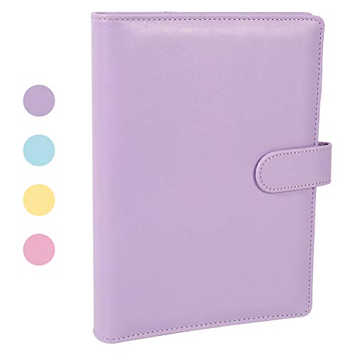 falllea A5-Ringbuch aus PU-Leder, nachfüllbar, 6 runde Ringbucheinband, Business-Notizblock und Meeting-Notizbuch, Reise-Notizbuch, Tagebuch, Einband (lila) von falllea