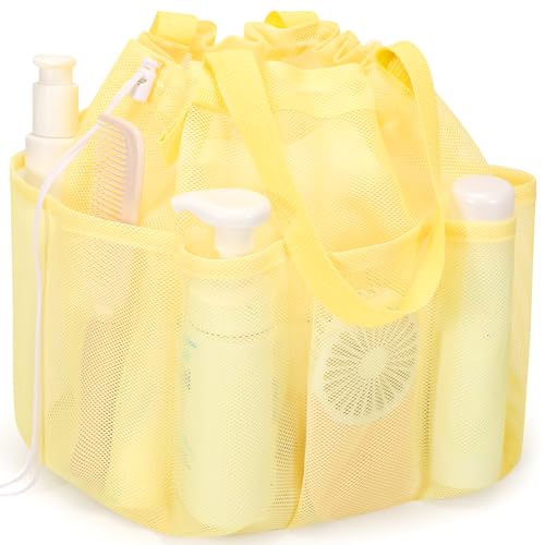 famichan Duschkorb aus Netzstoff, tragbar mit Kordelzug, Schlafsaal-Essentials für Studenten, Mädchen und Jungen, große Duschtasche für Camping, Schwimmen, Fitnessstudio, Reisen, Badezimmer, Gelb famichan Duschkorb aus Netzstoff, tragbar mit Kordelzug, Schlafsaal-Essentials für Studenten, Mädchen und Jungen, große Duschtasche für Camping, Schwimmen, Fitnessstudio, Reisen, Badezimmer, Gelb von famichan