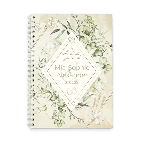 familiawedding personalisiertes A4 Greenery - Design Gästebuch zur Hochzeit, romantisches Hochzeitsgästebuch mit lustigen Fragen zum Ausfüllen familiawedding personalisiertes A4 Greenery - Design Gästebuch zur Hochzeit, romantisches Hochzeitsgästebuch mit lustigen Fragen zum Ausfüllen von familiawedding