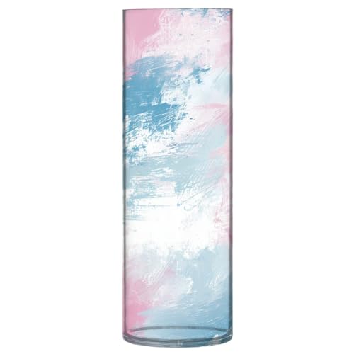 Abstrakte blaue Pfirsich-Gouache-Vase aus Kunststoff, zylinderförmig, 30 x 10 cm, große Blumenvase, transparente Vase für Hochzeit, Tisch, Eingangsbereich, Regal, Einweihungsdekoration Abstrakte blaue Pfirsich-Gouache-Vase aus Kunststoff, zylinderförmig, 30 x 10 cm, große Blumenvase, transparente Vase für Hochzeit, Tisch, Eingangsbereich, Regal, Einweihungsdekoration von famyily