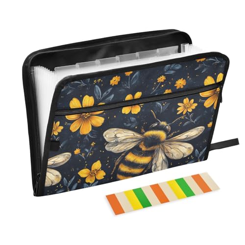 Aesthetic Aliens Fächermappe mit Bienen-Motiv, A4-Größe, mit Taschen mit Reißverschluss, Erweiterungsmappe, tragbarer Aktenordner für Krankenpflege, Klassenzimmer von famyily