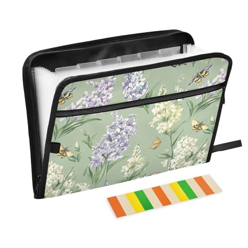 Akkordeon-Aktenordner mit Blumen, Hyazinthen, Pfingstrosen, Schmetterlinge, Salbeigrün, A4, Fächermappe mit Reißverschluss, Papier-Organizer, Aufbewahrung, erweiterbare Mappe für Ernährungsberater Akkordeon-Aktenordner mit Blumen, Hyazinthen, Pfingstrosen, Schmetterlinge, Salbeigrün, A4, Fächermappe mit Reißverschluss, Papier-Organizer, Aufbewahrung, erweiterbare Mappe für Ernährungsberater von famyily