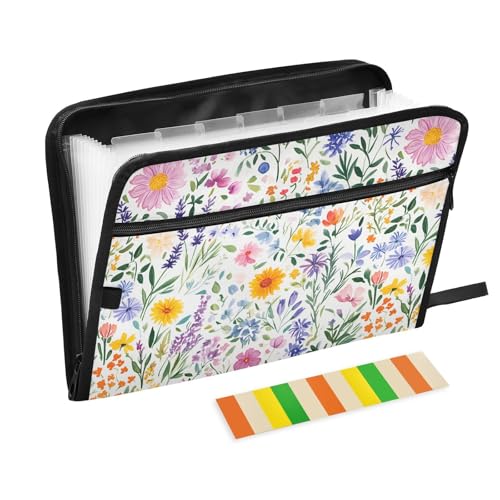 Akkordeon-Aktenordner mit Frühlingsblumen, A4-Format, erweiterbar mit Taschen, Poly-Erweiterungsmappe für Tierärztliche Küche von famyily