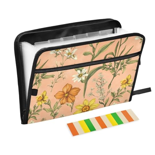 Akkordeon-Aktenordner mit Herbstblumen, Narzissen-Thymian, Pfirsichfarben, A4-Größe, erweiterbare Hängemappe mit Reißverschluss, Dokumentenmappe, Büro-Papier-Organizer für Krankenpflege, Studenten Akkordeon-Aktenordner mit Herbstblumen, Narzissen-Thymian, Pfirsichfarben, A4-Größe, erweiterbare Hängemappe mit Reißverschluss, Dokumentenmappe, Büro-Papier-Organizer für Krankenpflege, Studenten von famyily