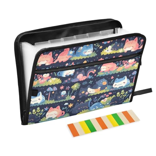 Akkordeon-Aktenordner mit niedlichem Katzen-Wunderland, A4-Größe, Akkordeon-Aktenordner mit Taschen, Kunststoff-Aktenordner, legale Größe für Sozialarbeiter, Büro, Klemmbrett Akkordeon-Aktenordner mit niedlichem Katzen-Wunderland, A4-Größe, Akkordeon-Aktenordner mit Taschen, Kunststoff-Aktenordner, legale Größe für Sozialarbeiter, Büro, Klemmbrett von famyily