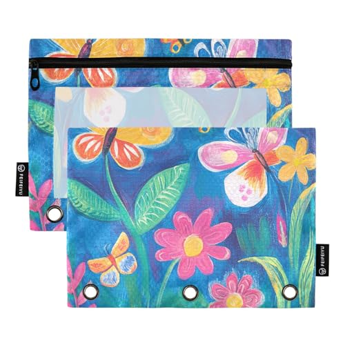 Aufbewahrungstasche für Ringbücher mit 3 Löchern, bunte Blumen, mit 3 Ringen, für Untersuchung, Zuhause, Reisen, Karten, Aufbewahrungsbehälter von famyily